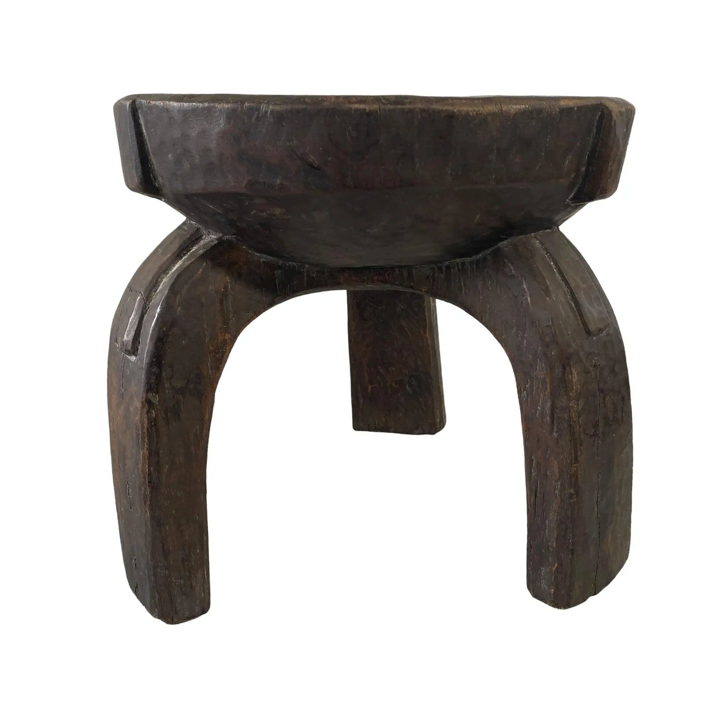 #7132 African Vintage Wood Milk Stool Hehe Gogo People Tanzania 12" H