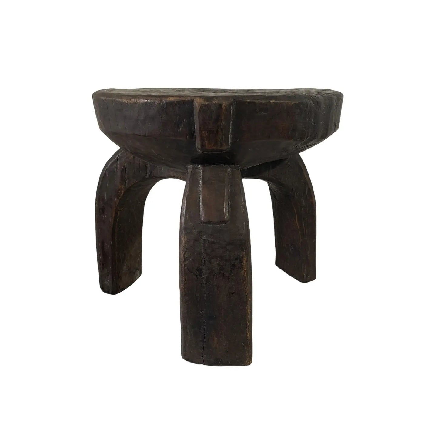 #7132 African Vintage Wood Milk Stool Hehe Gogo People Tanzania 12" H