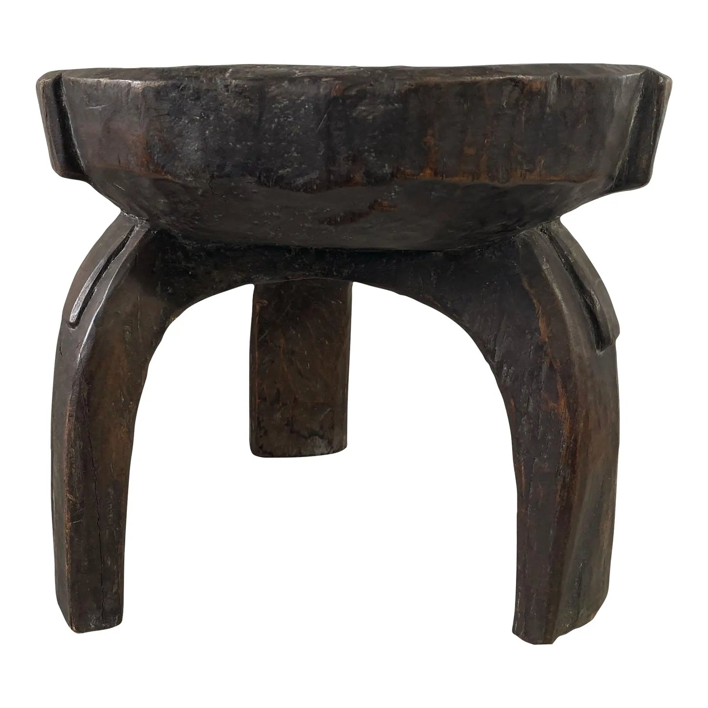 #7132 African Vintage Wood Milk Stool Hehe Gogo People Tanzania 12" H
