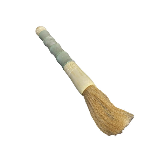 #4175 Chinoiserie Soapstone and Bone Calligraphy Brush 13.5" H