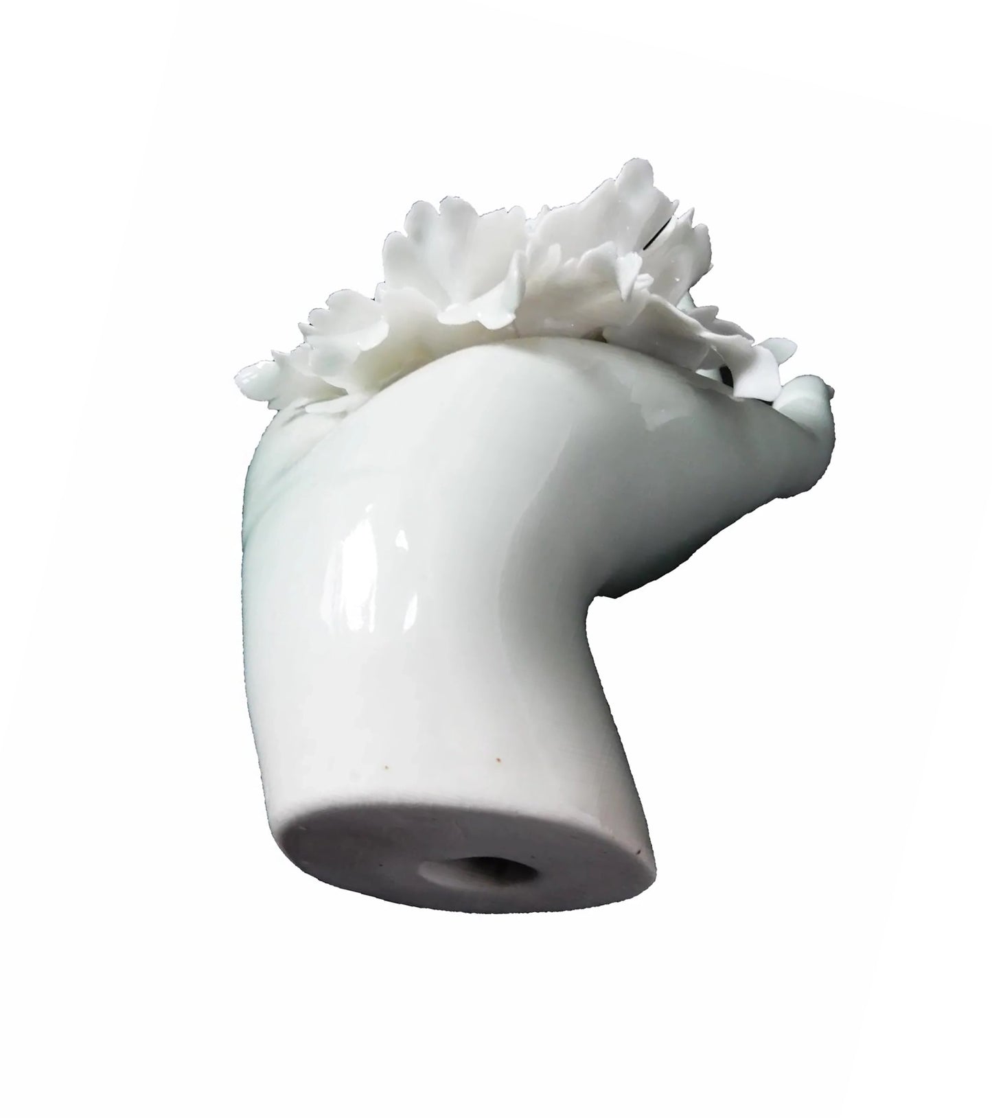 #427 Vintage Chinoiserie Quan Yin Hand Celadon Incense Burner