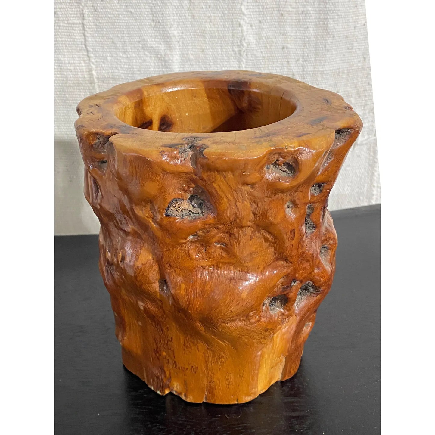 #4150 Vintage Chinoiserie Scholars Solid Natural Wood Brush/Pen Holder 7.5" H