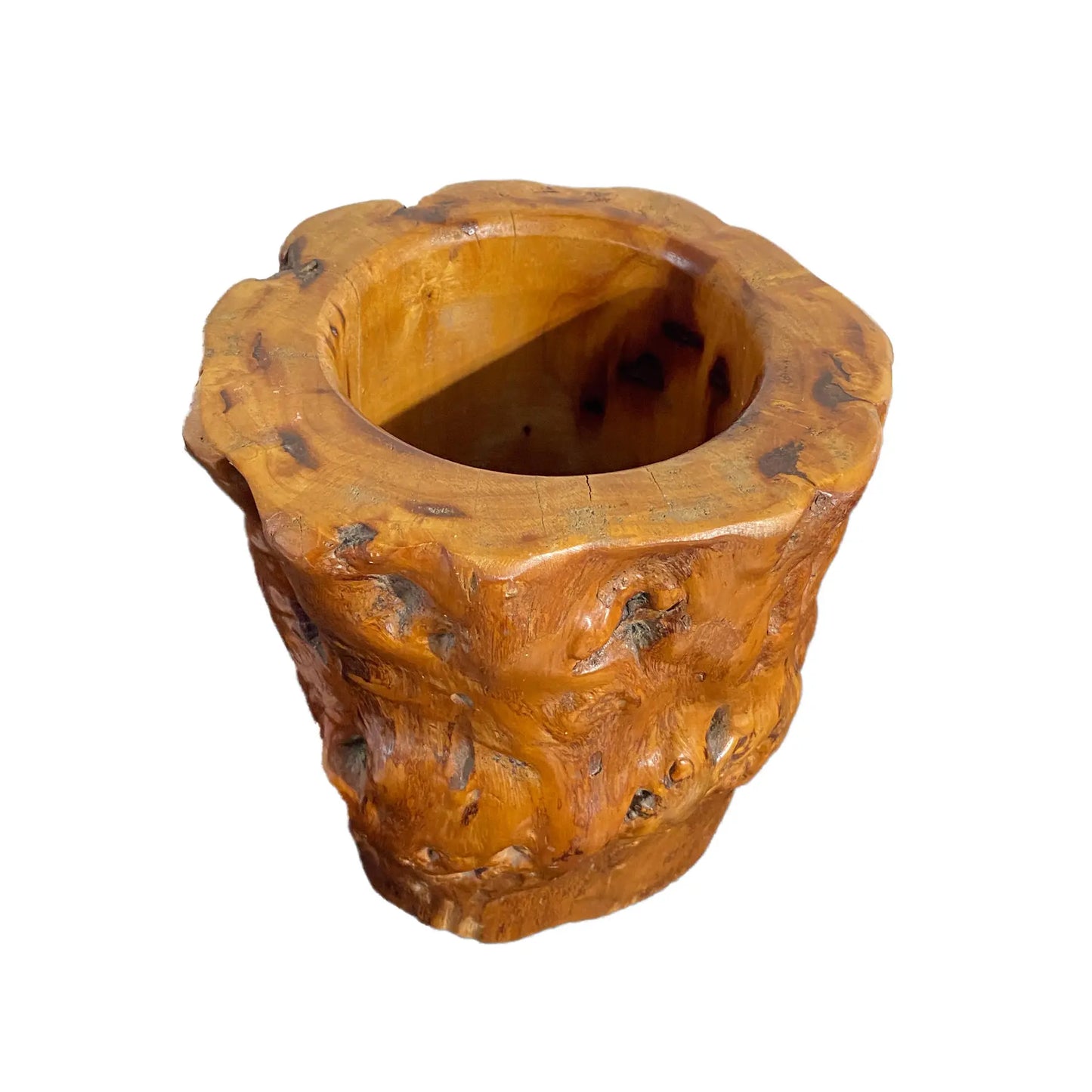 #4150 Vintage Chinoiserie Scholars Solid Natural Wood Brush/Pen Holder 7.5" H