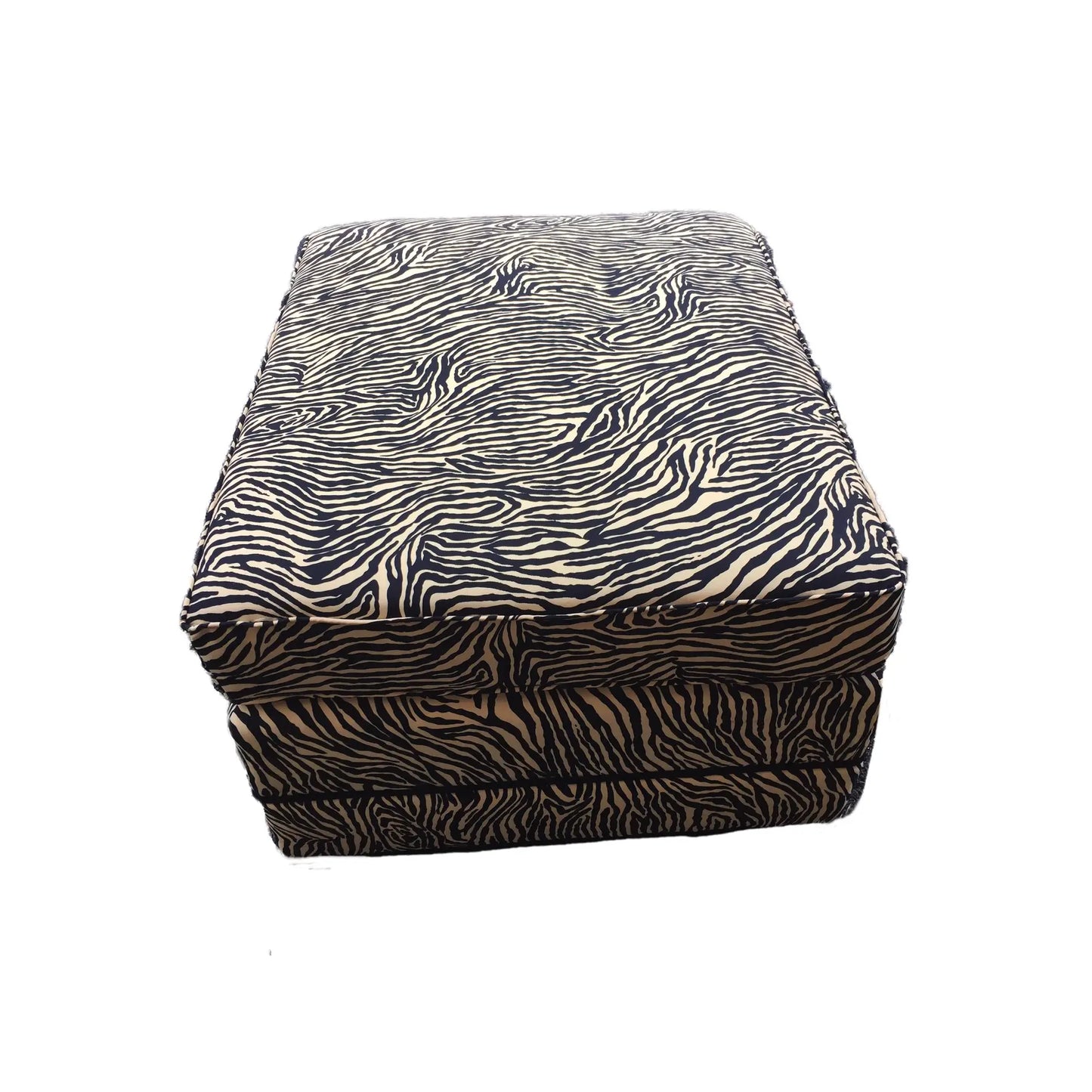 #1555 Custom Made Animal Print Zebra Ottoman 30" W by 17" H