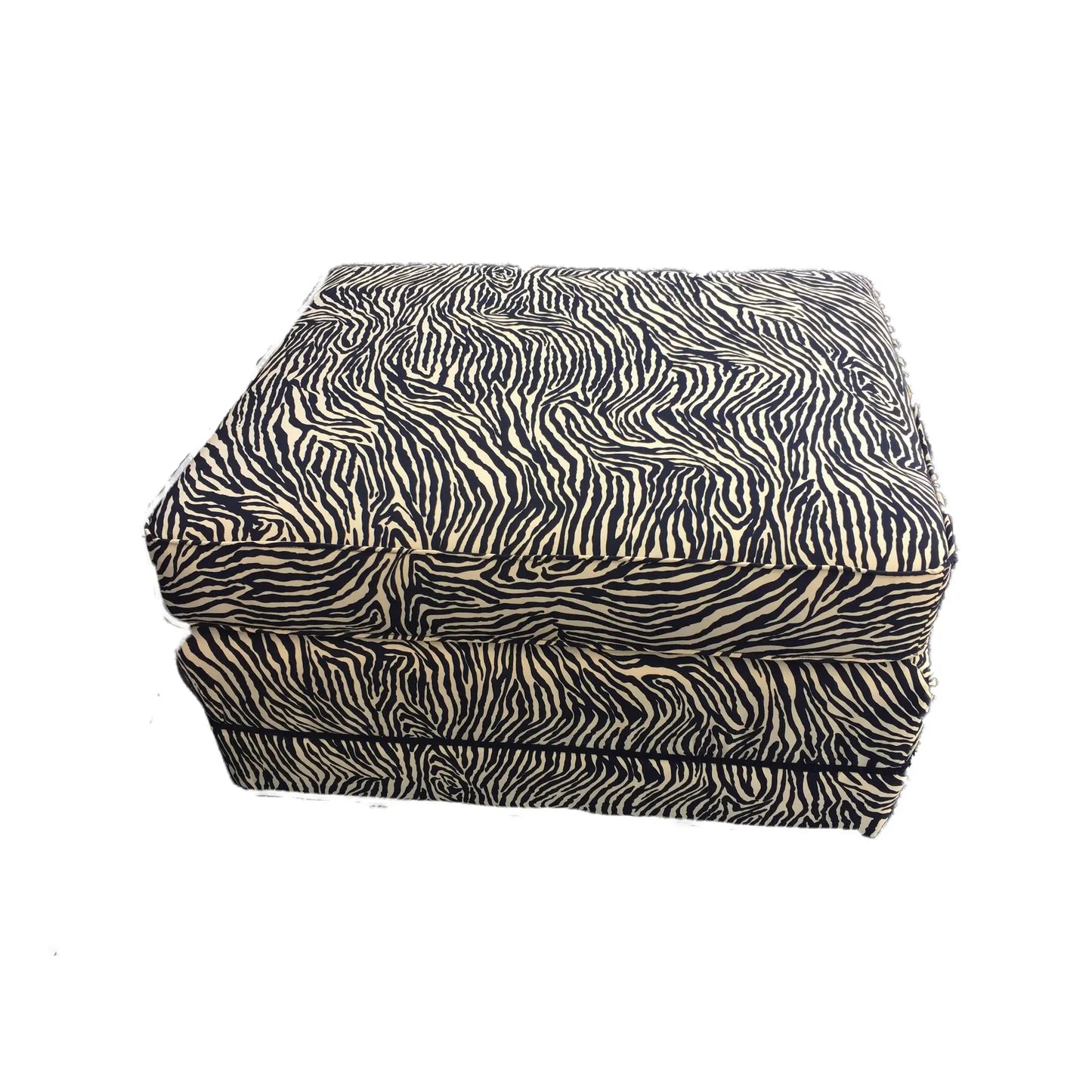 #1555 Custom Made Animal Print Zebra Ottoman 30" W by 17" H