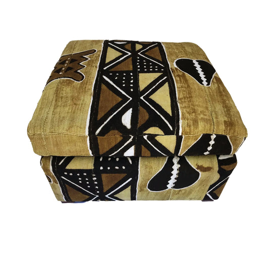 # 158 Custom Made Lg Ottoman /Storage W/Tribal African Mud Cloth 27.5" W by 18"H