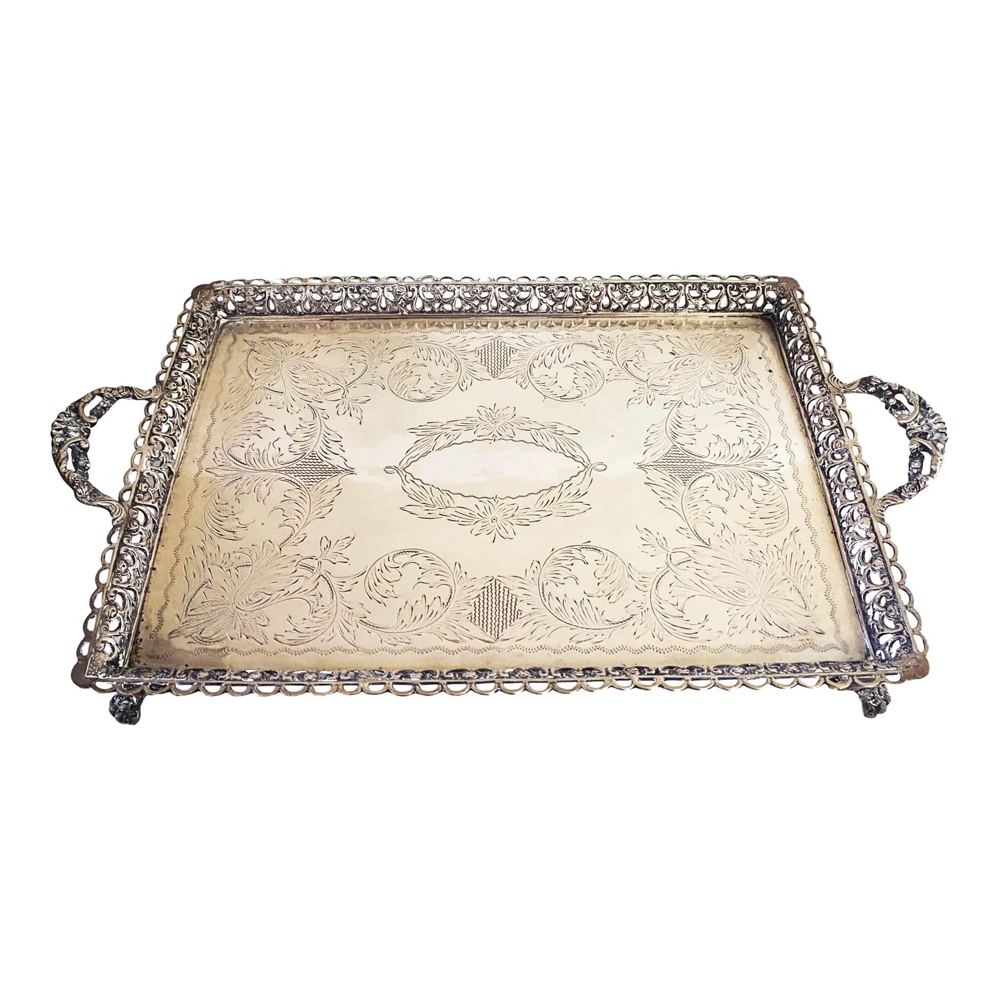 #3670 European Coin Silver Serving Tray W/Handles