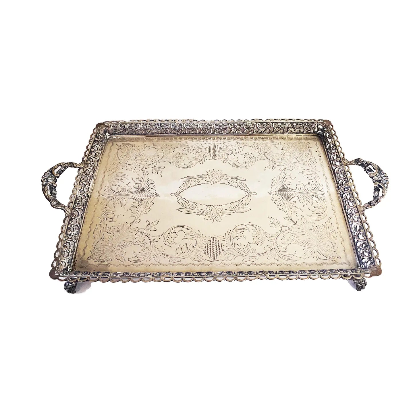 #3670 European Coin Silver Serving Tray W/Handles