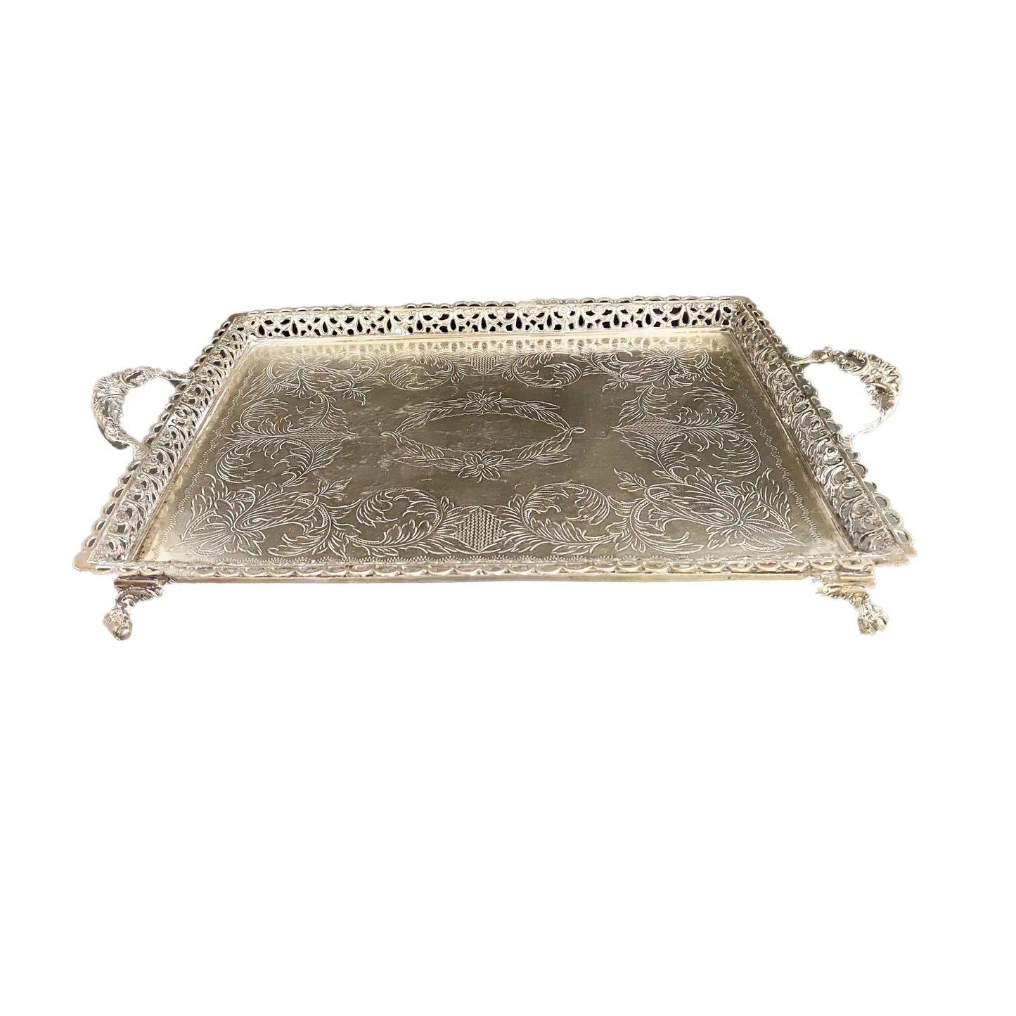 #3670 European Coin Silver Serving Tray W/Handles