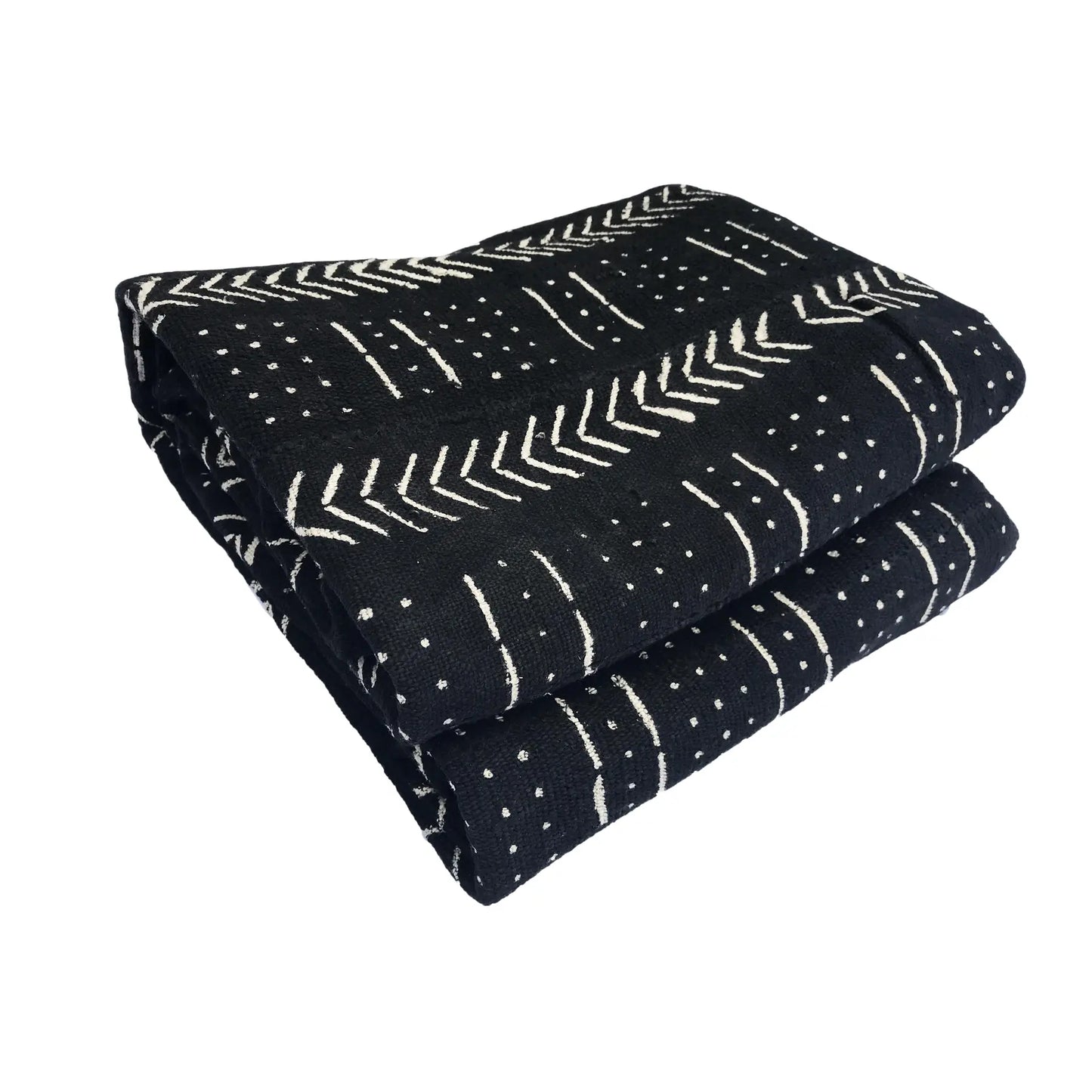 #103 Lg Vintage Malian Black & White Mud Cloth Textile 88" by 62"