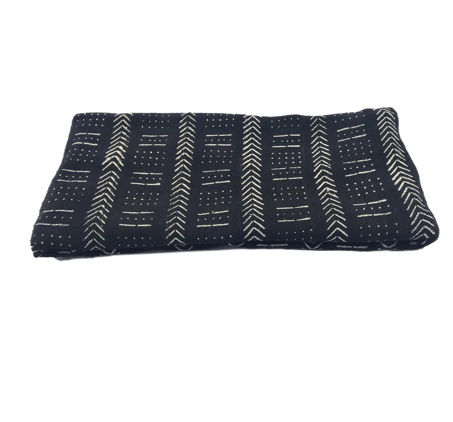 #103 Lg Vintage Malian Black & White Mud Cloth Textile 88" by 62"