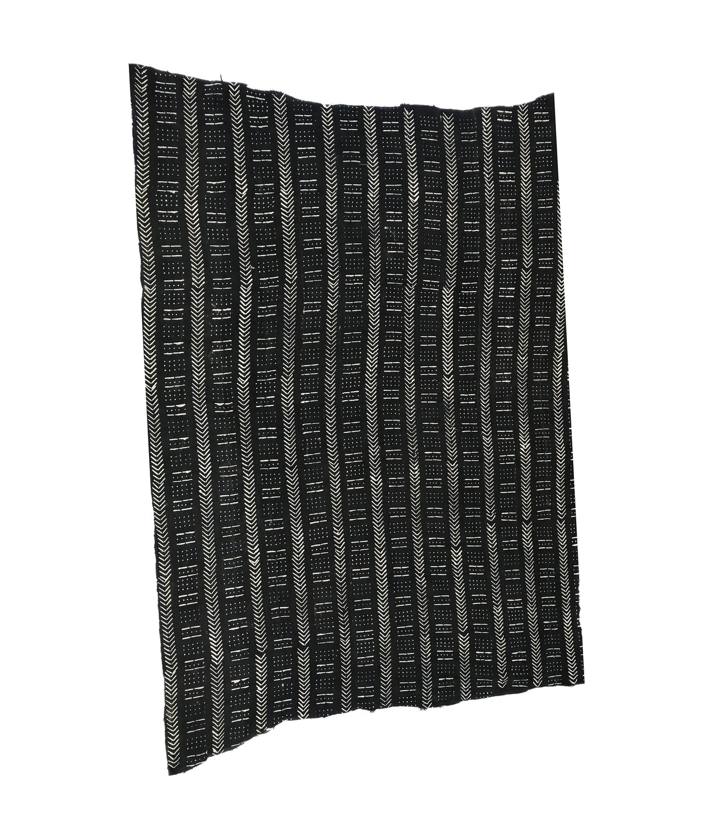 #103 Lg Vintage Malian Black & White Mud Cloth Textile 88" by 62"