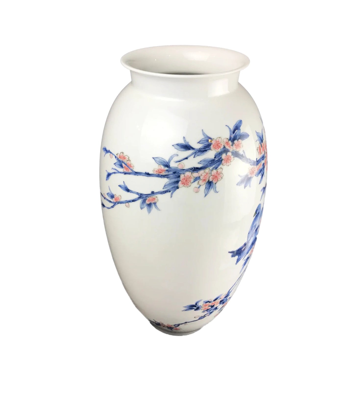 Vintage Large Chinoiserie Porcelain Hand-Painted Vase 21.25' H