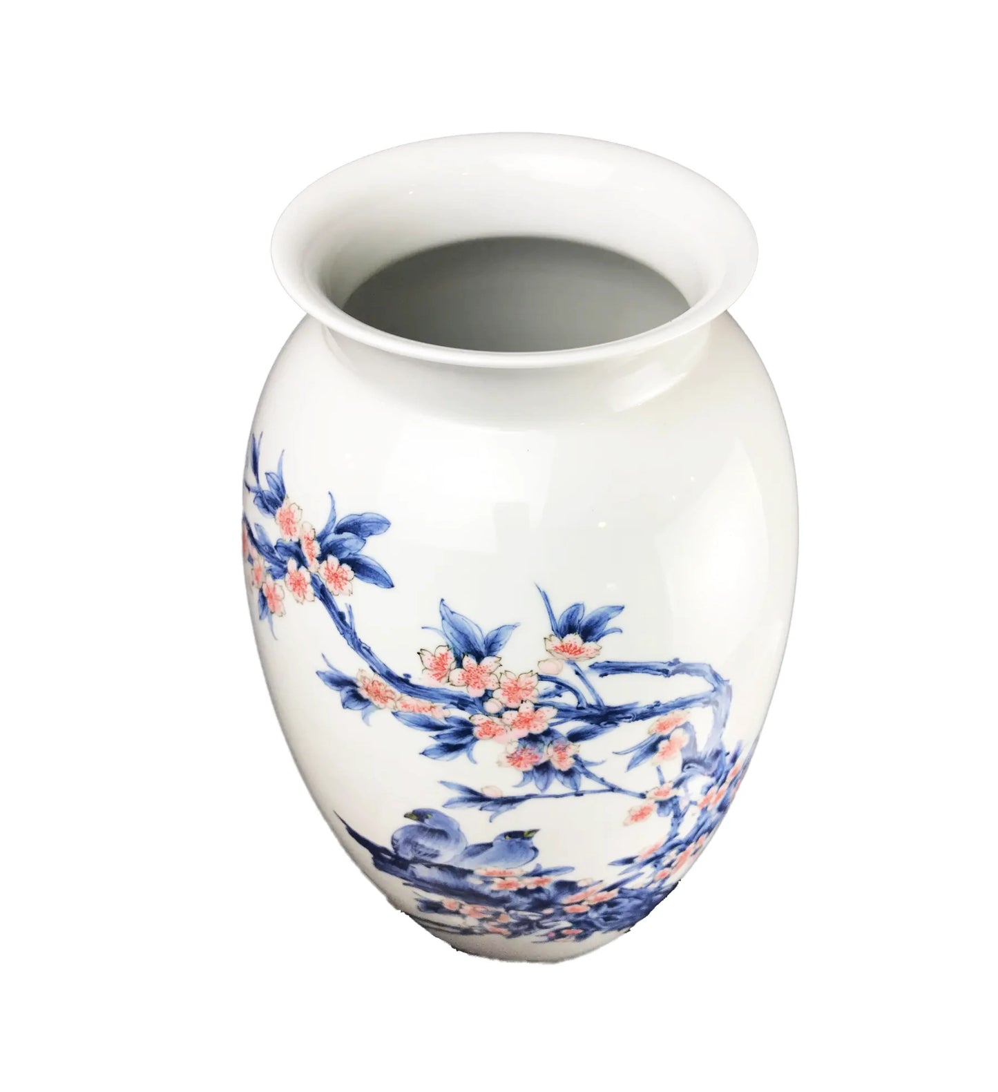 Vintage Large Chinoiserie Porcelain Hand-Painted Vase 21.25' H