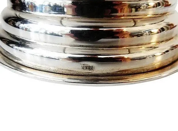 #3759 Old Repousse Silver Bowl Marked 8.5" W