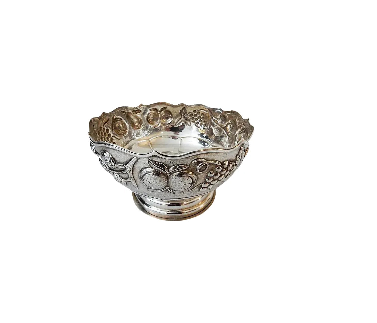 #3759 Old Repousse Silver Bowl Marked 8.5" W