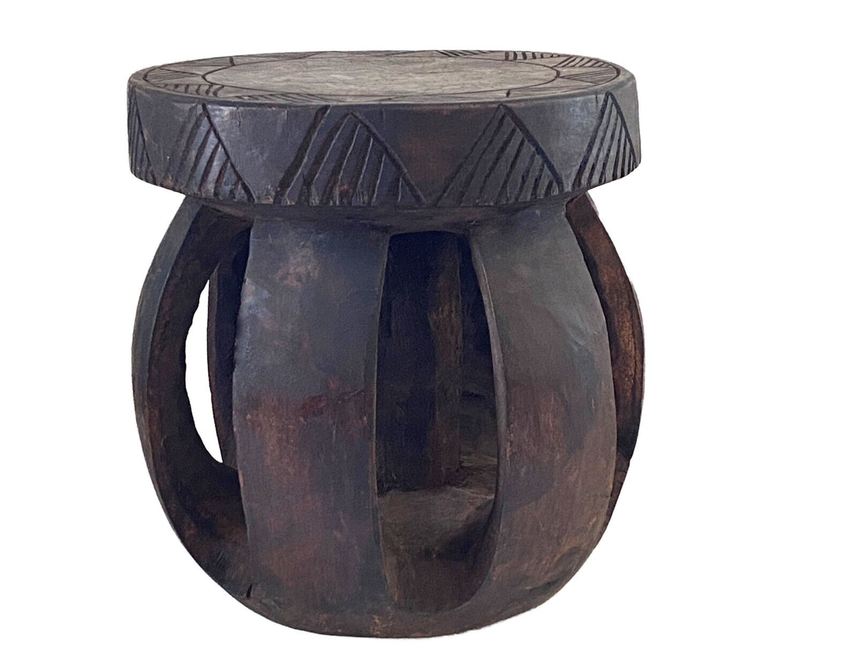 #3748 African  Baga Low Stool  Guinea-Bissau  12.5" H by 11"Diameter
