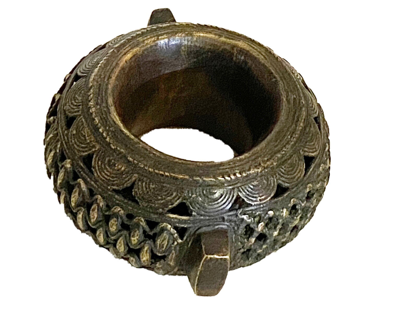 #3365 Superb  Vintage Benin  Bronze Bracelet Currency Nigeria