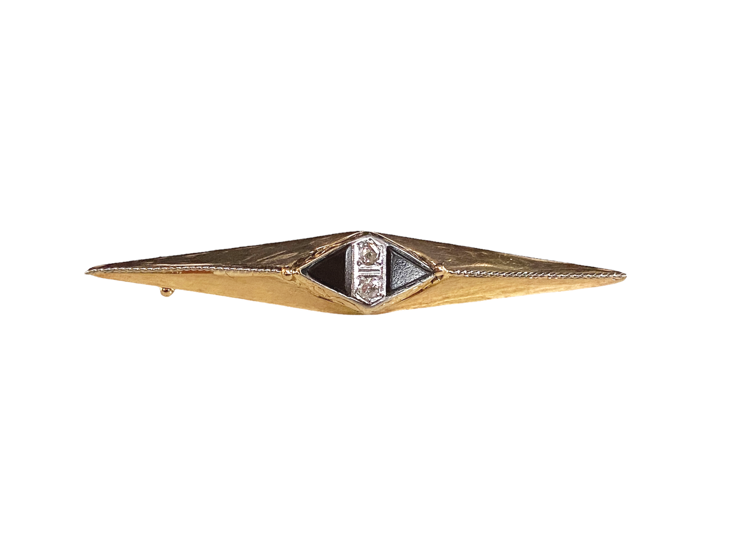 # 4529 Art Deco Pin / Brooch with Diamond & Black Stone circa 1920