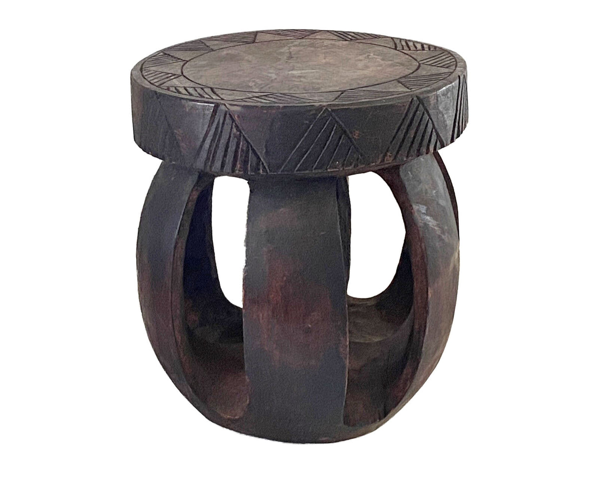 #3748 African  Baga Low Stool  Guinea-Bissau  12.5" H by 11"Diameter