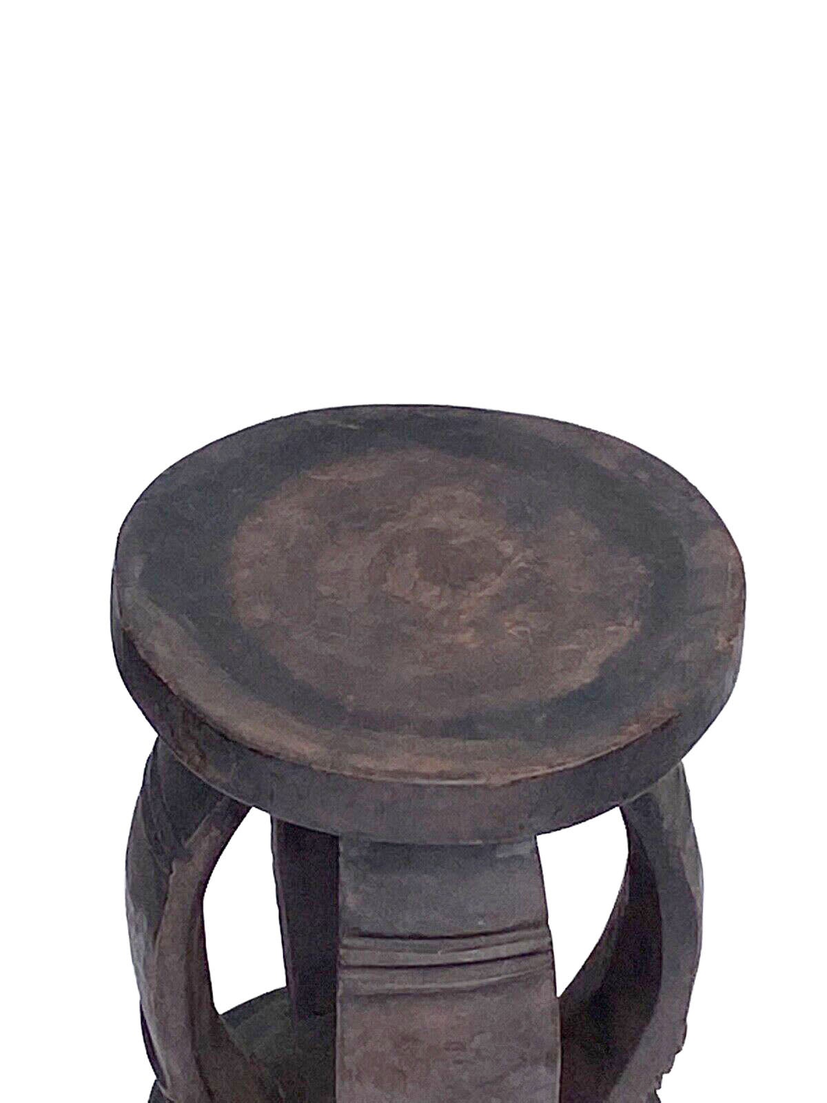 #3841 VTG Rustic Wood African Large Baga Stool Guinea-Bissau  15" H by 11"W