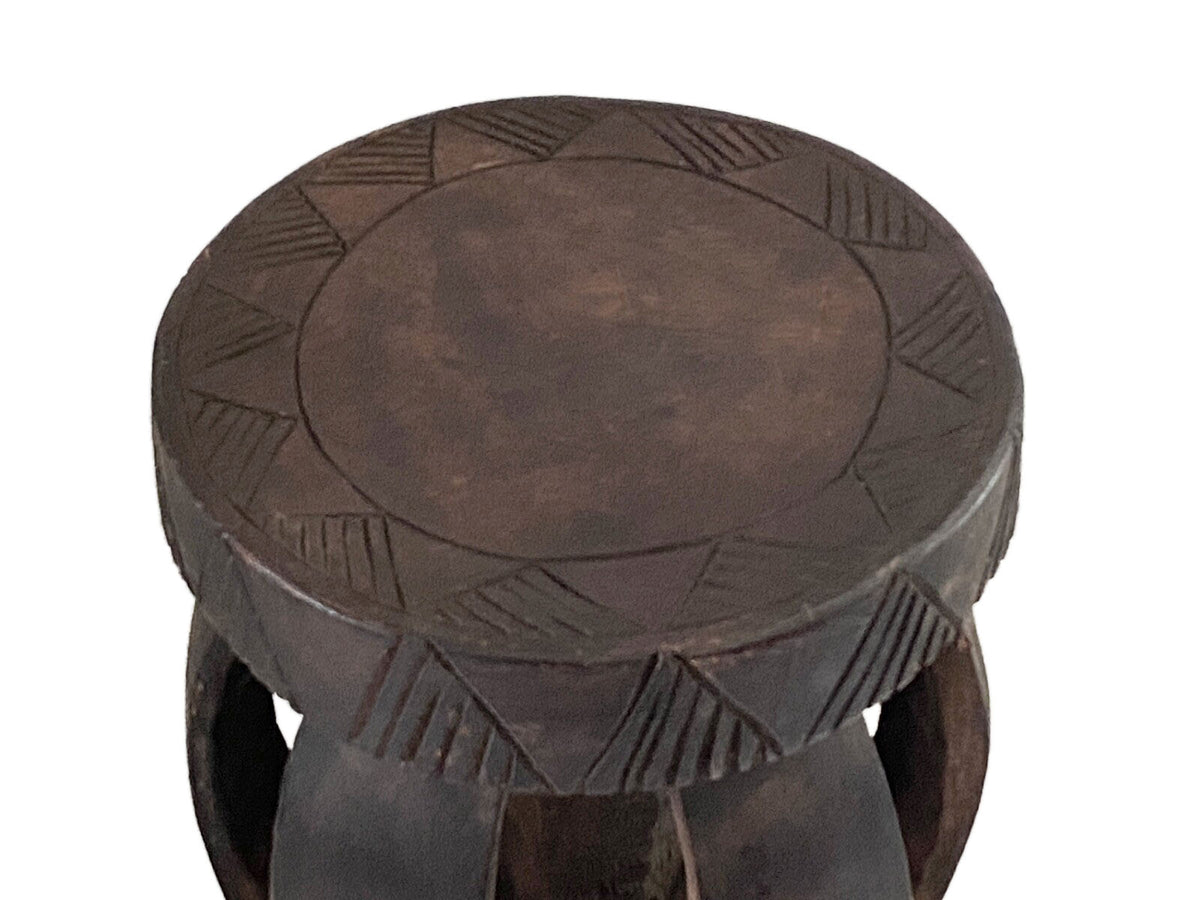 #3748 African  Baga Low Stool  Guinea-Bissau  12.5" H by 11"Diameter