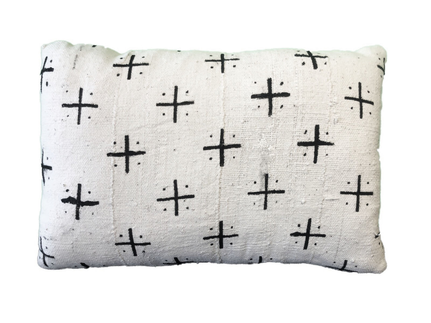 #682 Vtg Mud Cloth Bogolan Black & White  Lumbar Pillow African Mali 20" by 13"