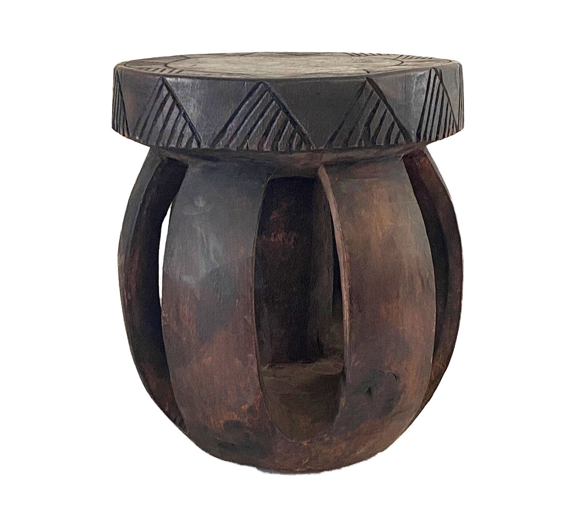 #3748 African  Baga Low Stool  Guinea-Bissau  12.5" H by 11"Diameter