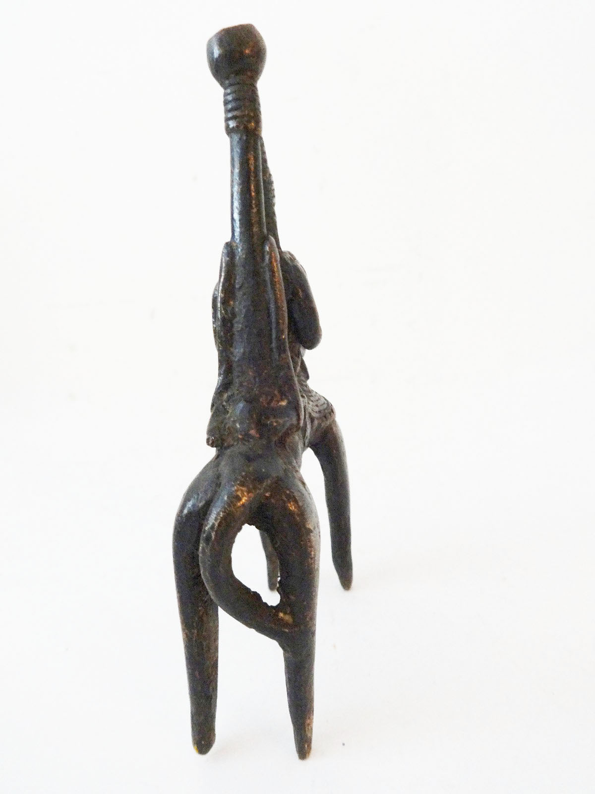 #993  African Dogon Bronze Horseman Cast Handmade Mali 4" W by 5" H