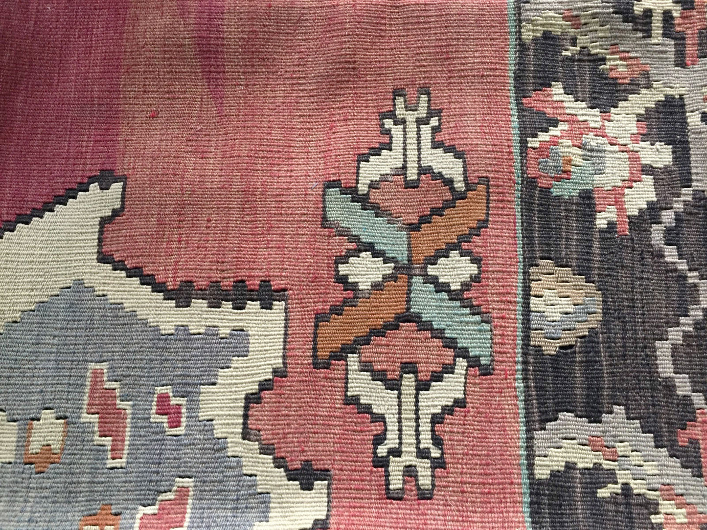 # 1665 Superb Custom Made Old Turkish  Tribal Kilim Pillow Cover 16" by 24"