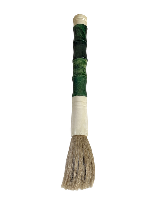#4154 Chinoiserie Soapstone and Bone Calligraphy Brush 13.5" H