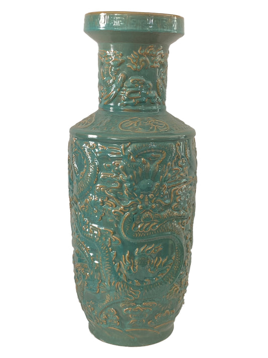 #3375 Chinoiserie Large Porcelain Dragon Vase 26.5" H