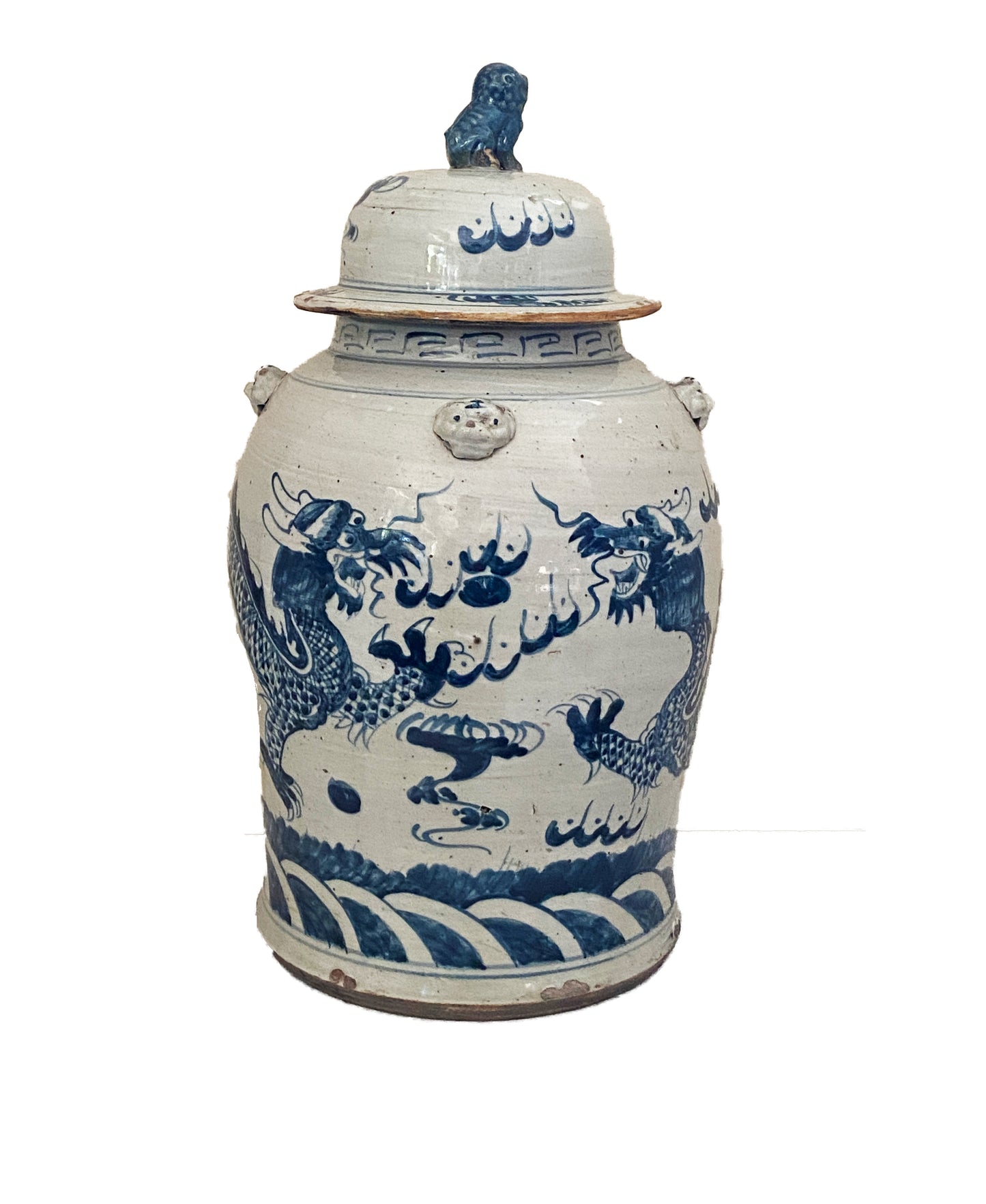 #3689 Chinoiserie B & W Porcelain Ginger Jar
