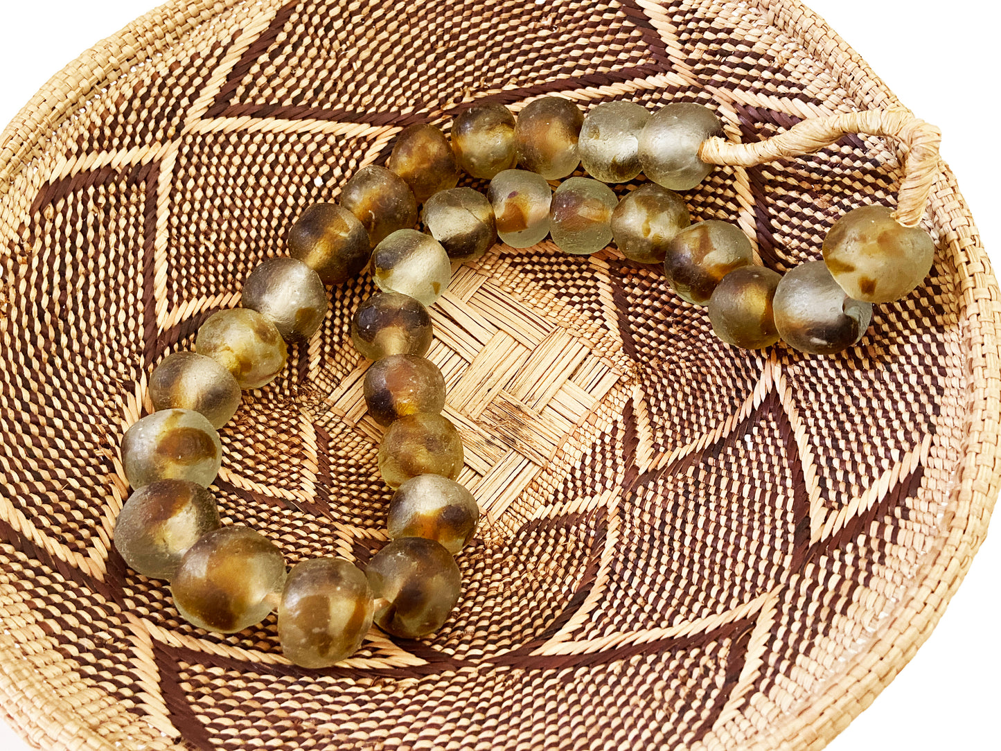 #3342 African Lg GlassTrading Beads Necklace 27" H