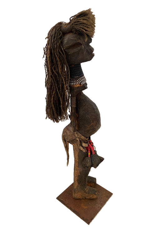 #3083 Old African Fetish female Figure Statue Congo 14" H