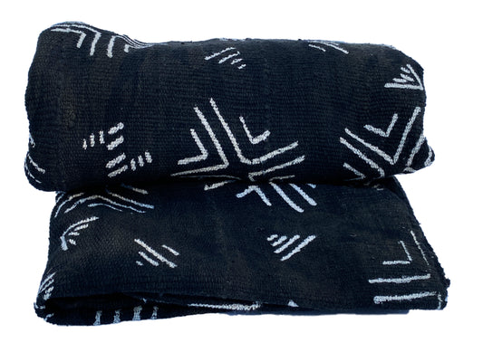 # 3864 African Black and White Mud Cloth Textile Mali 42" by 62"