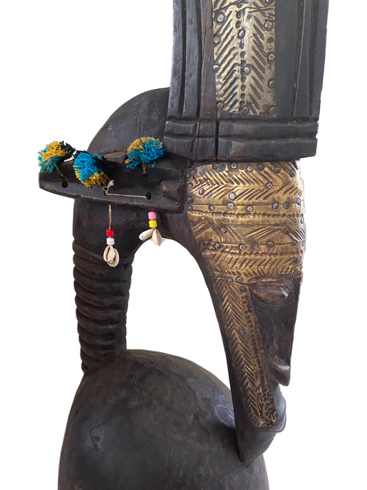 #3662 Lg Bamana Male Antelope Chiwara Helmet Mali African Art 28" H