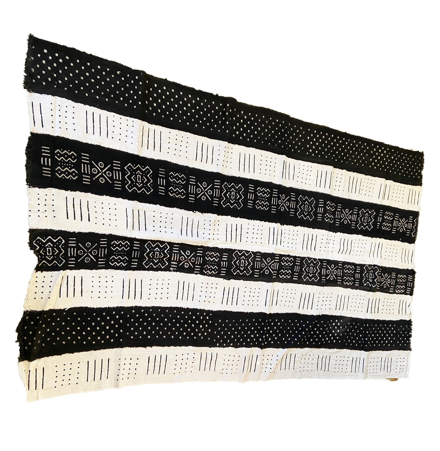 African Bogolan Black & White Mud Cloth Textile # 3079