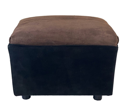 #3762  Velvet Leather Footstool/Low Stool 17"W by 12.5" H