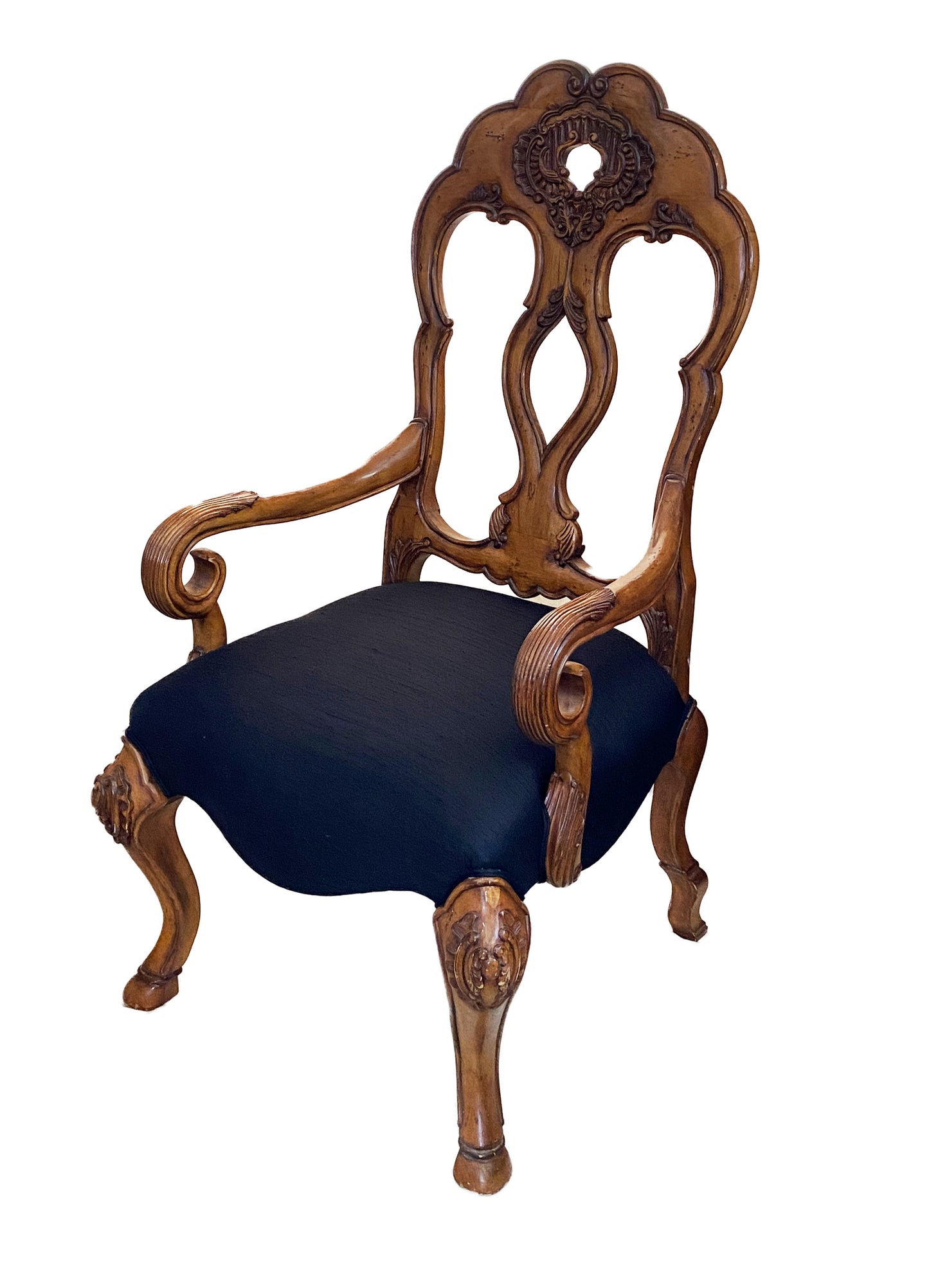 #3727 Venetian Style Wood Arm Chair With Silk