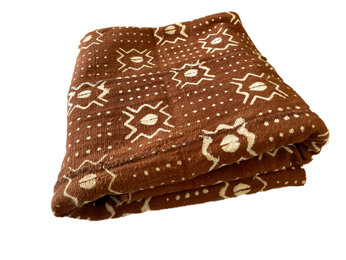 Brown & White Mud Cloth Textile Mali 40" by 64"  #3392