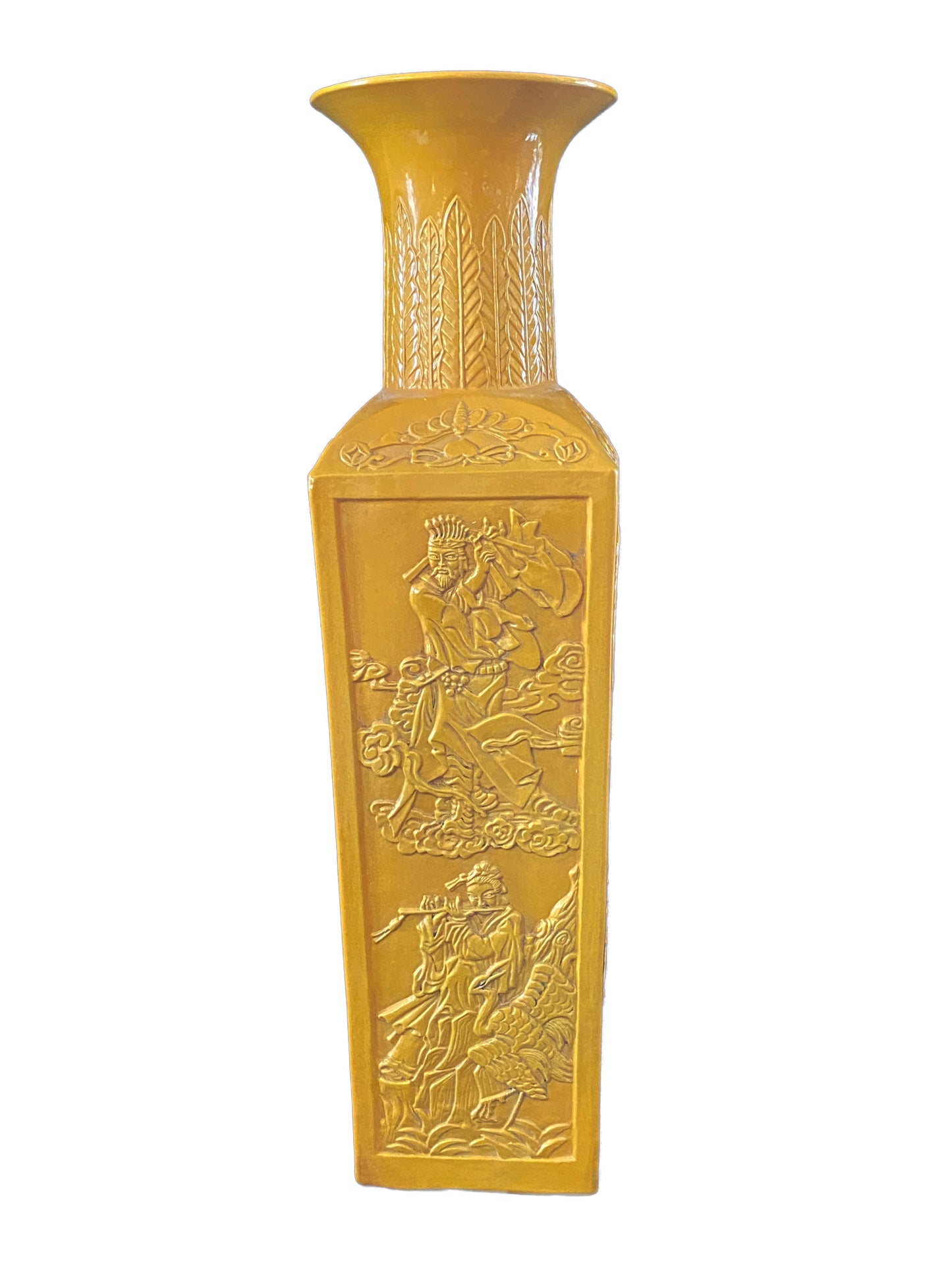 #3171 Chinoiserie Large Famille Jaune Style Vase.25"H