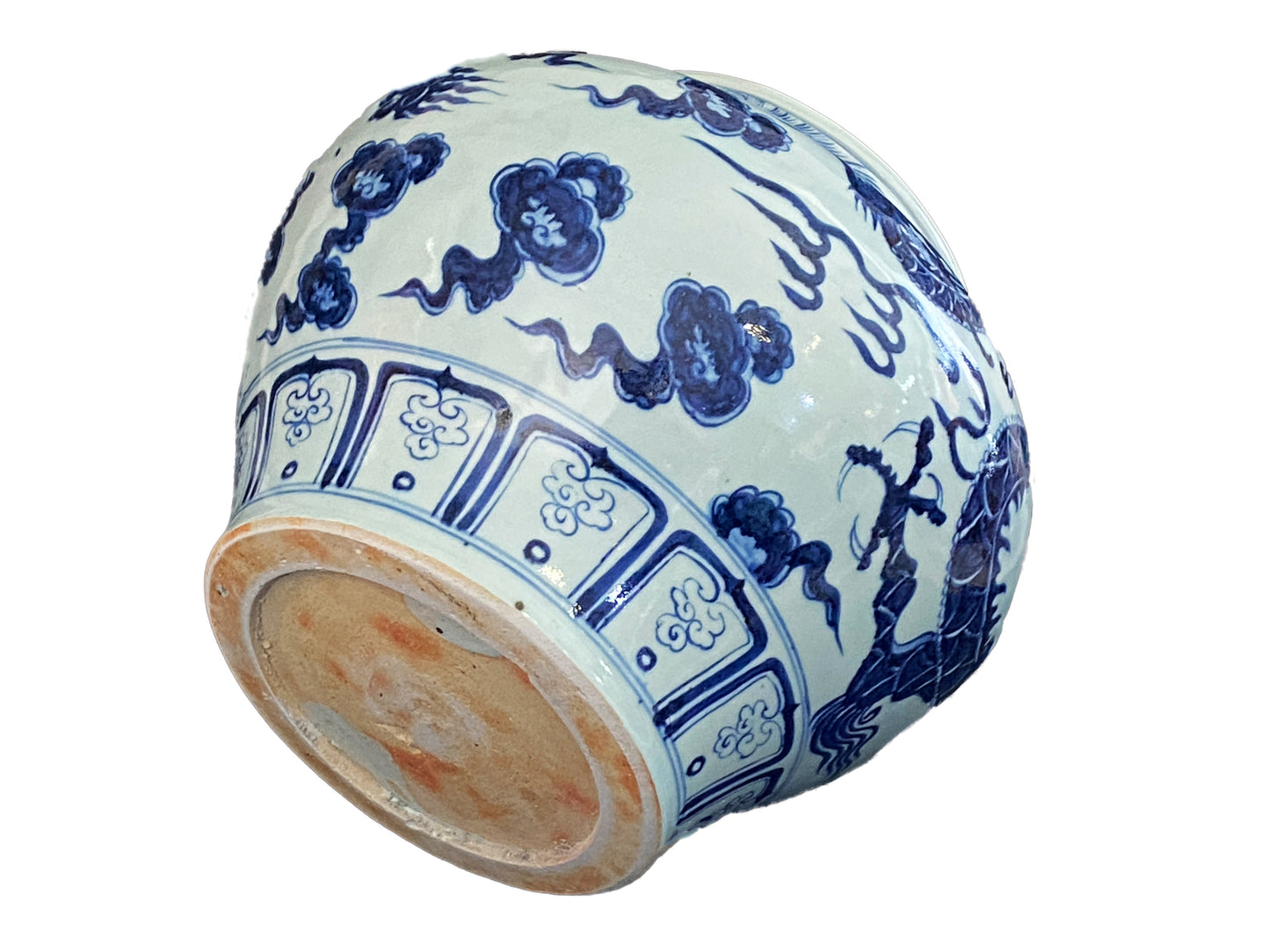 #3594 Ming Style Chinoiserie Blue and White Vase