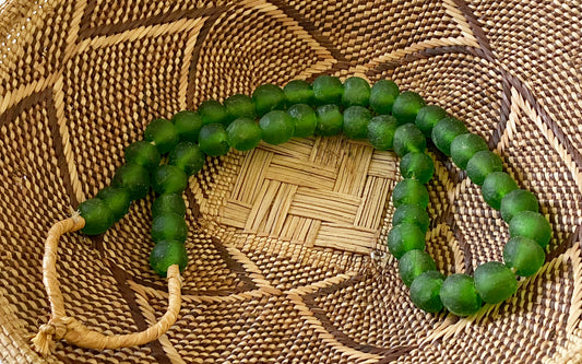 #2288 African Emerald Color Glass Trading Beads String