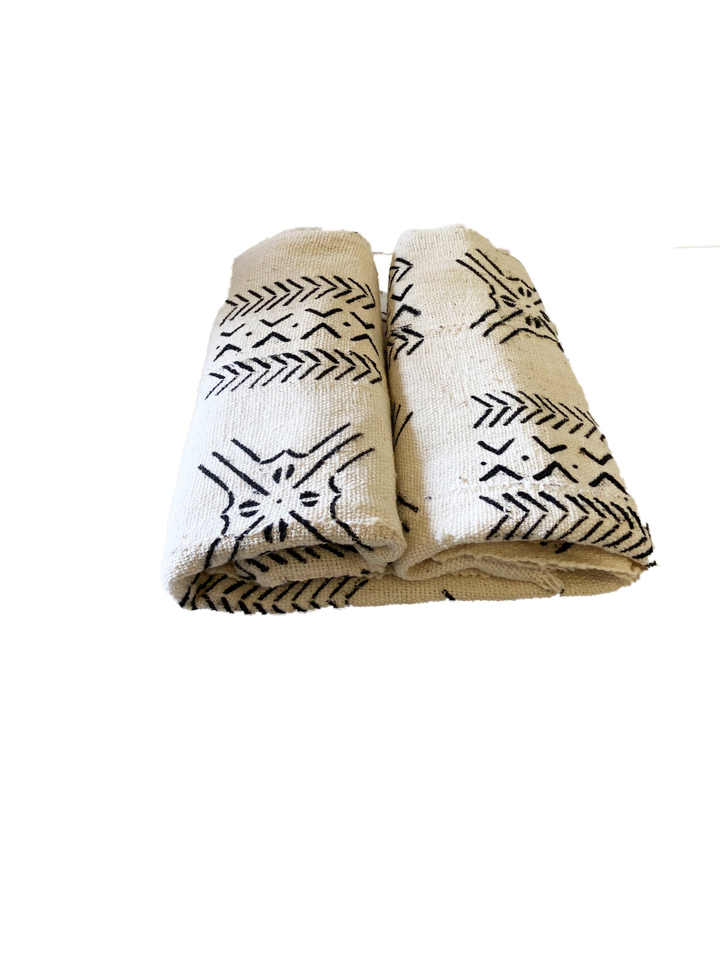 African Bogolan Black & White Mud Cloth Textile # 3080