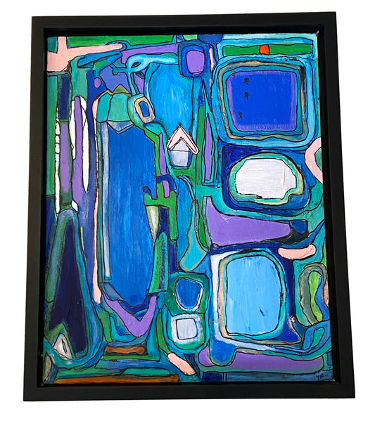 Acrylic on Canvas Framed Abstract 21.75"By 17.75 " Framed Signed Yjr  #1857