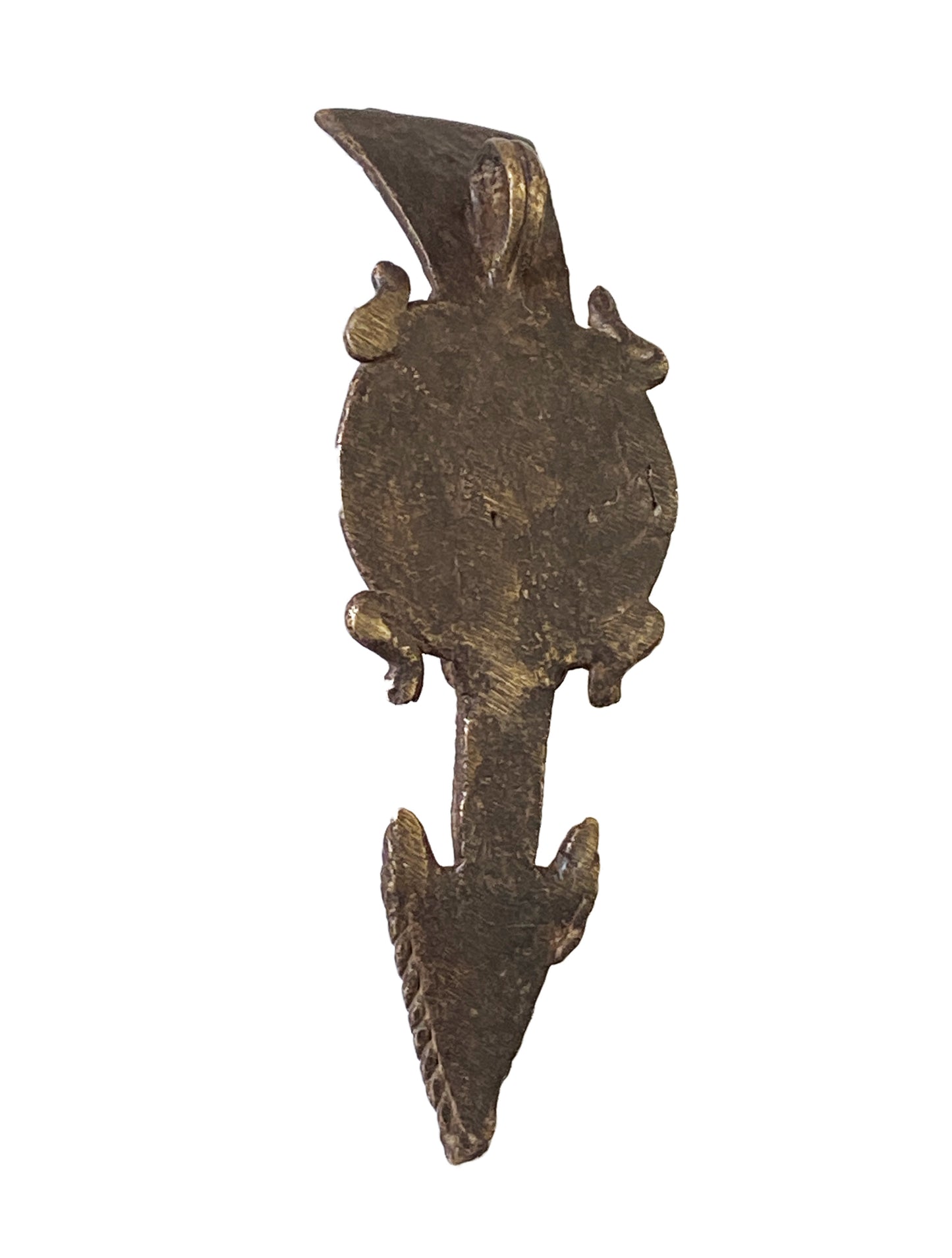 #2228 Unique Gan Bronze Amulet Talisman Pendant of A Serpent Burkina Faso 4" H