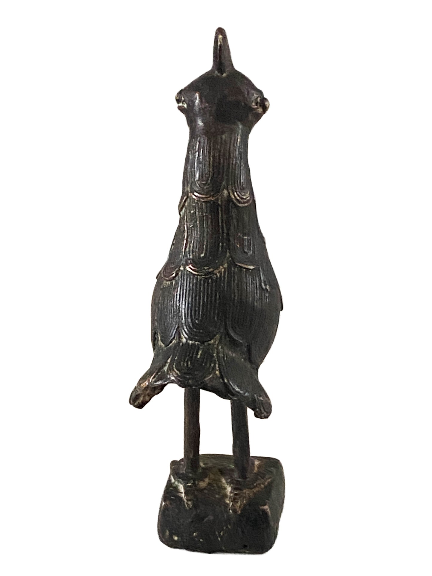 #3354 African Tribal Benin Bronze Rooster Nigeria 10" H