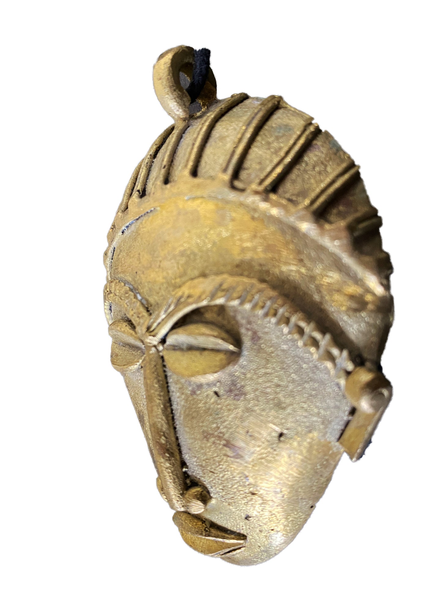 #4336 African Baule Gold Weight Passport/Pendant Bronze Mask 3.25" h