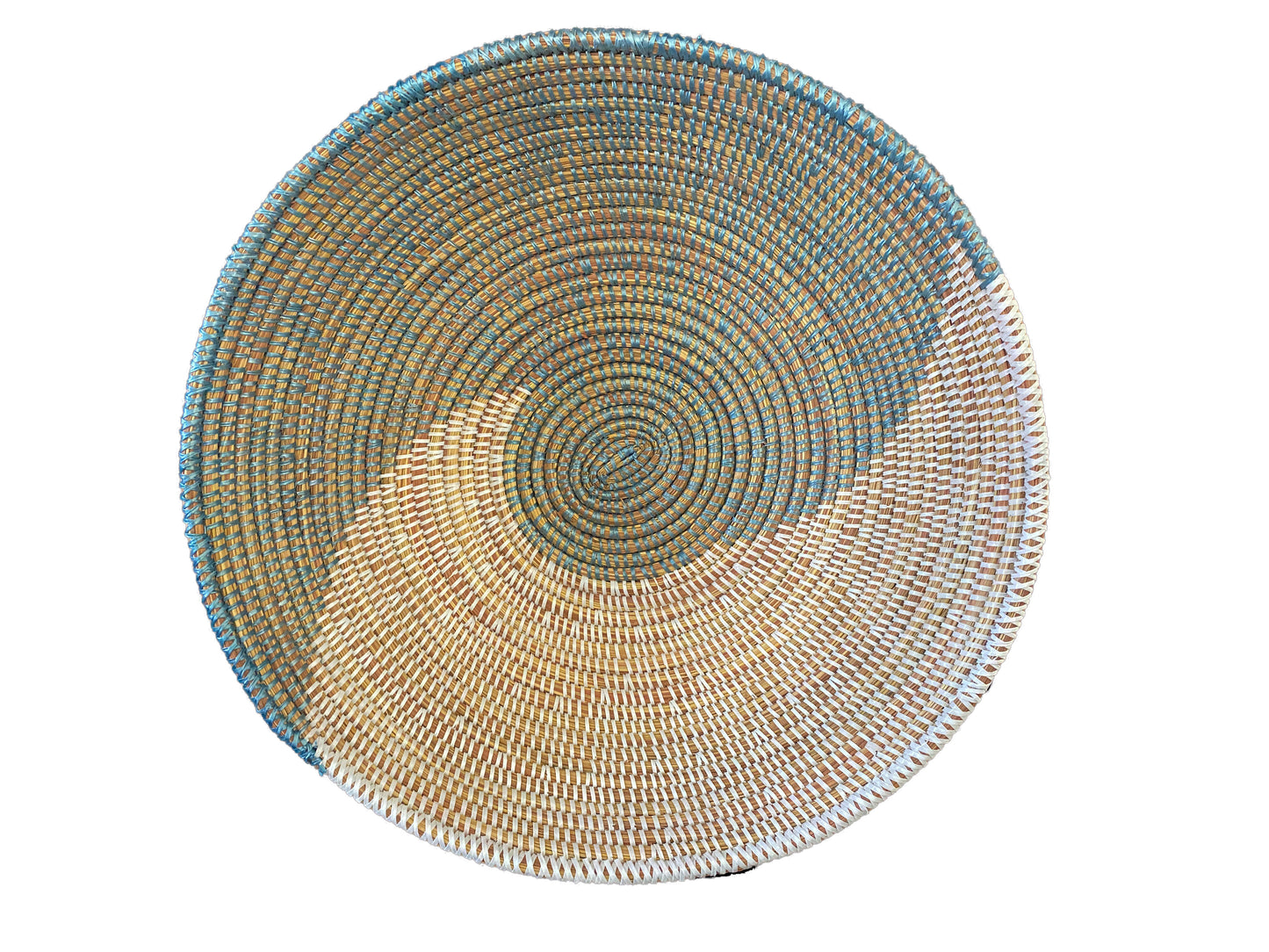 #3479 Handmade Woven Wolof Basket From Senegal 17" in Diameter